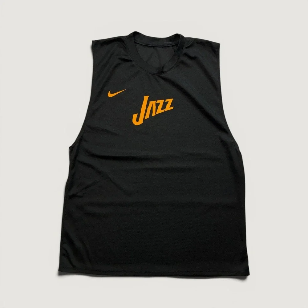 Nike Utah Jazz Sleeveless Top Women Medium Black Orange Mesh Training Jersey
